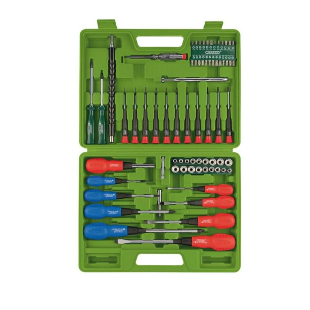 Draper Screwdriver, Socket and Bit Set, Green (70 Piece) 04459