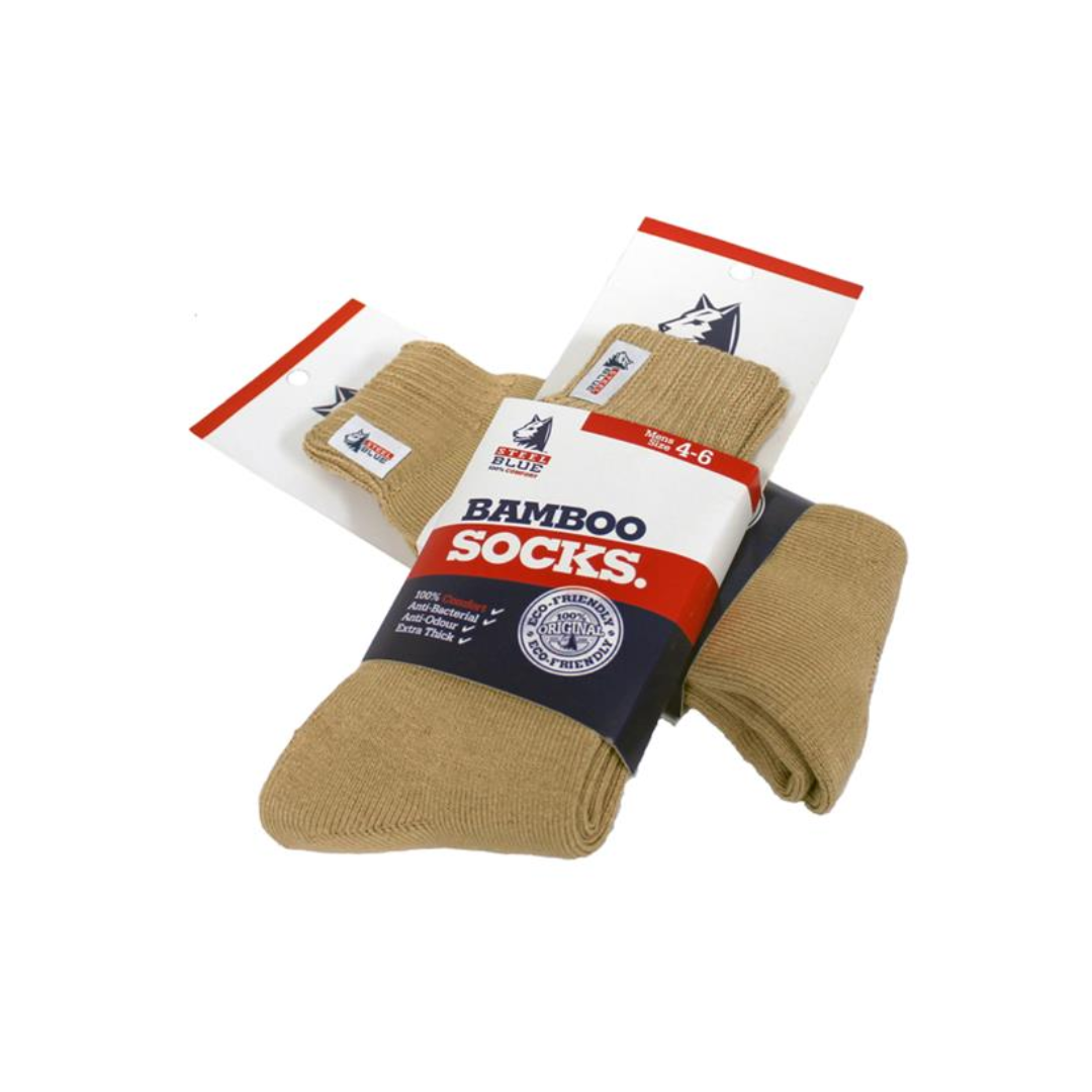 Steel Blue Bamboo Socks - Sand